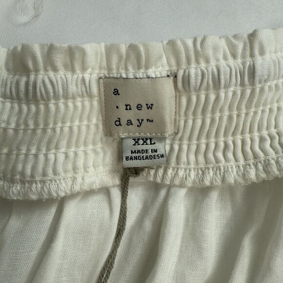 A New Day Flutter Sleeve Linen Blend Top Women's XXL White Off Shoulder Boho - Picture 6 of 8